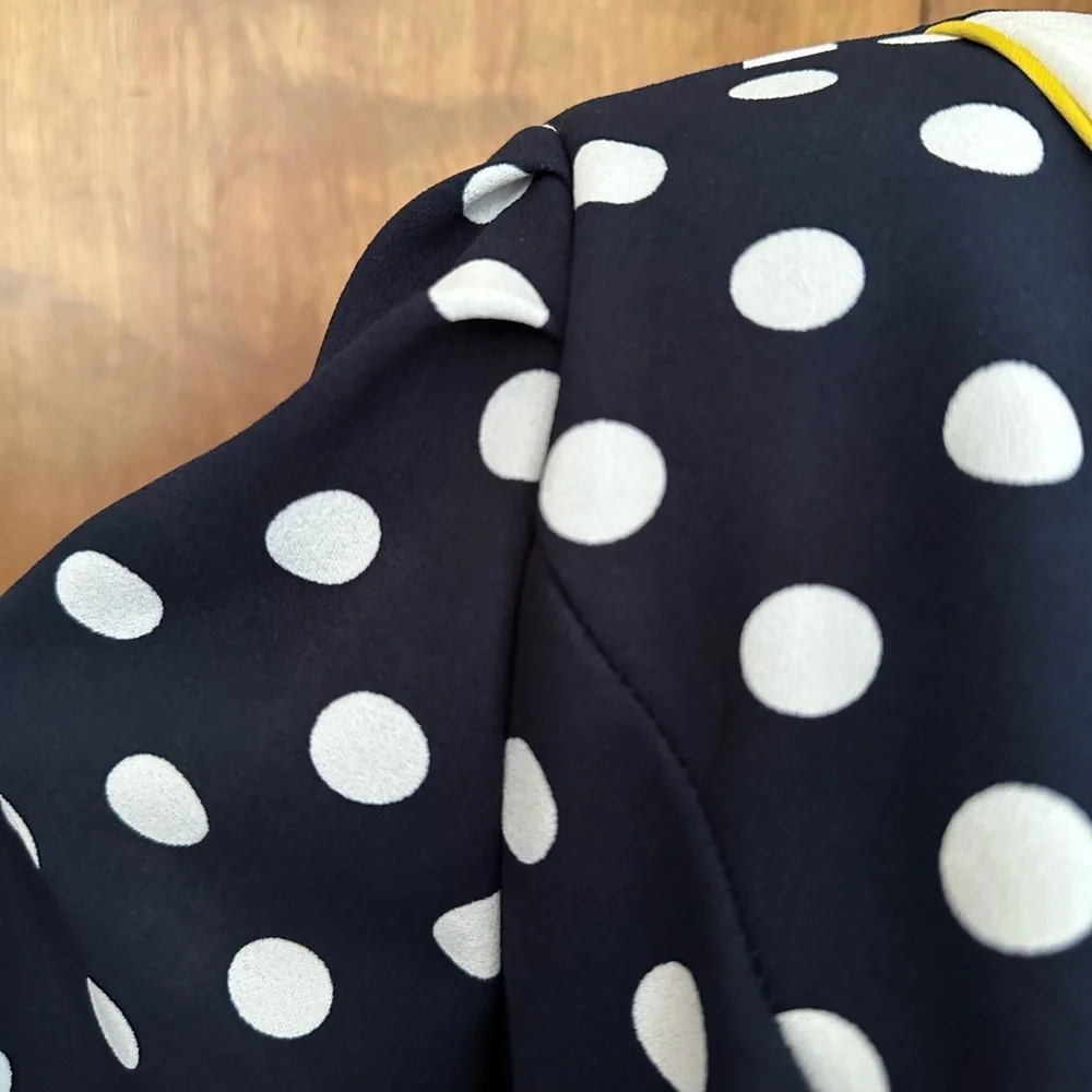 Nicolette Sheath Dress & Jacket Set Womens 8 Navy & White Polka Dots Formal EUC